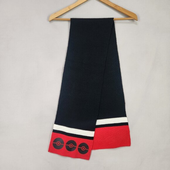 Pokémon Poke Ball Knit Scarf and Beanie Hat Set One Size Fits All Black Red - Picture 2 of 10